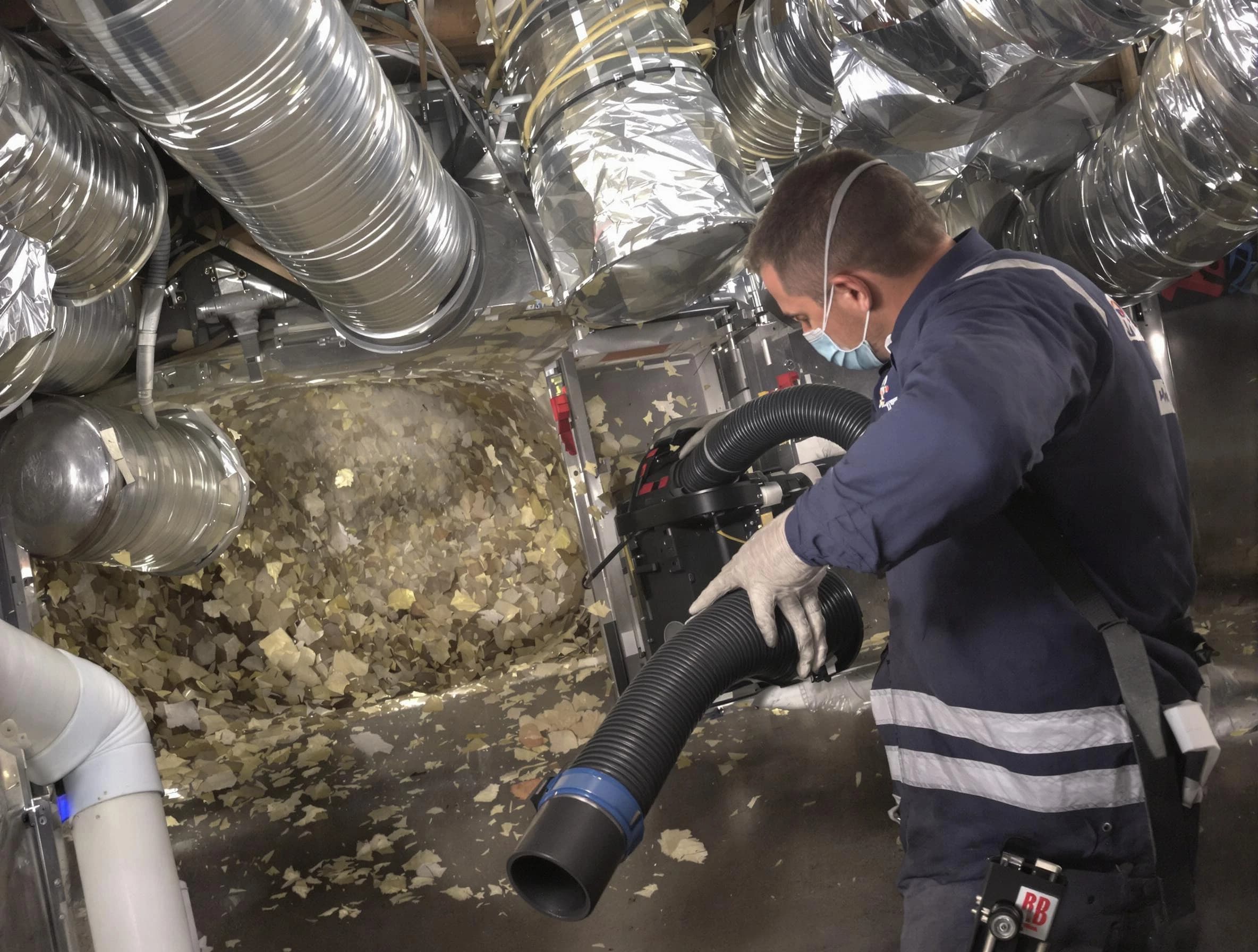 Taunton Air Duct Cleaning specialist operating negative pressure cleaning equipment for thorough duct maintenance in Taunton