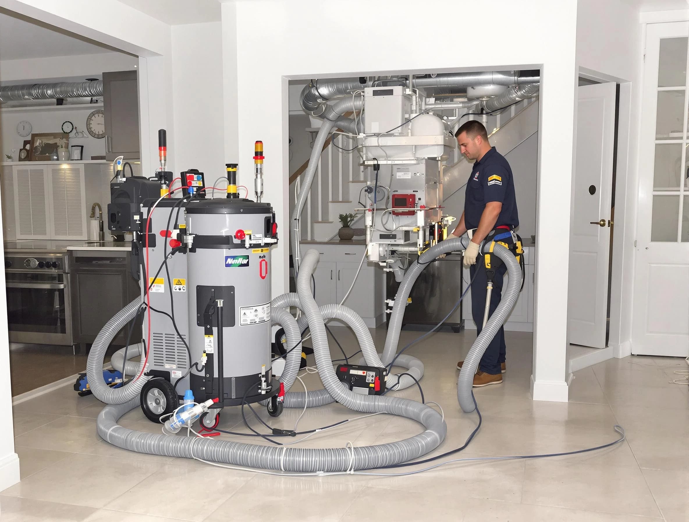 Taunton Air Duct Cleaning technician operating negative pressure cleaning equipment for thorough duct maintenance in Taunton