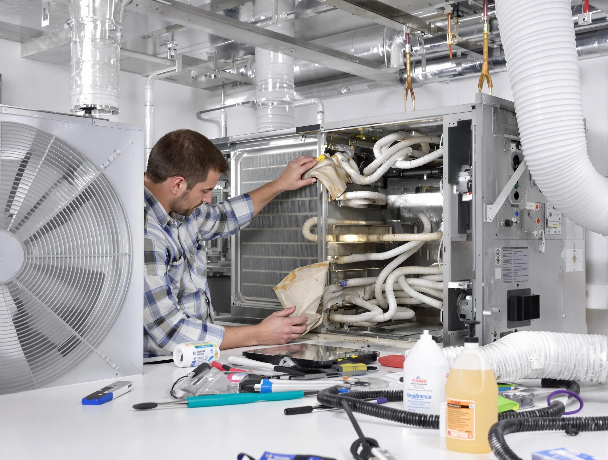 Taunton Air Duct Cleaning specialist performing precision AC coil cleaning in Taunton