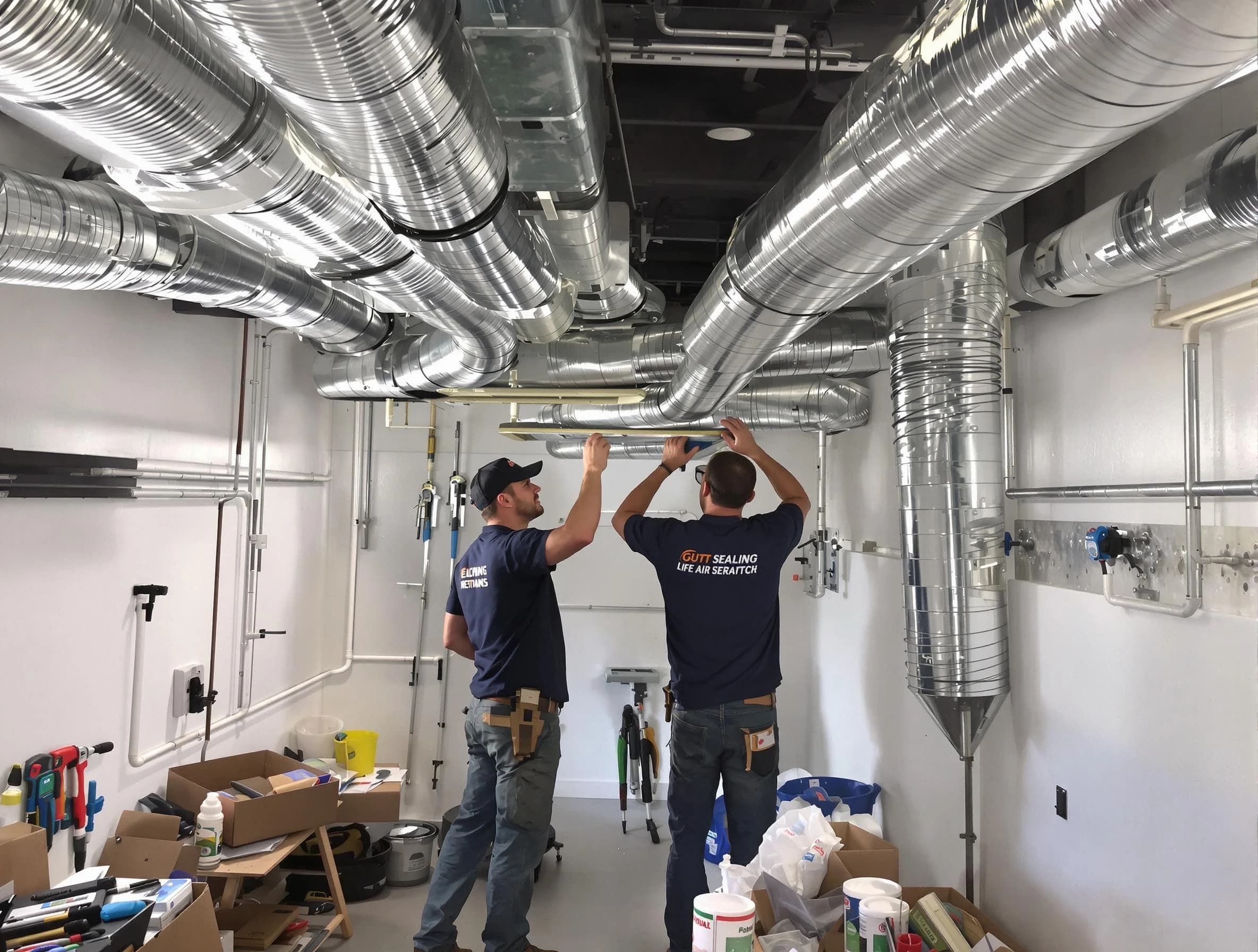 Taunton Air Duct Cleaning technician applying professional duct sealing solutions in Taunton