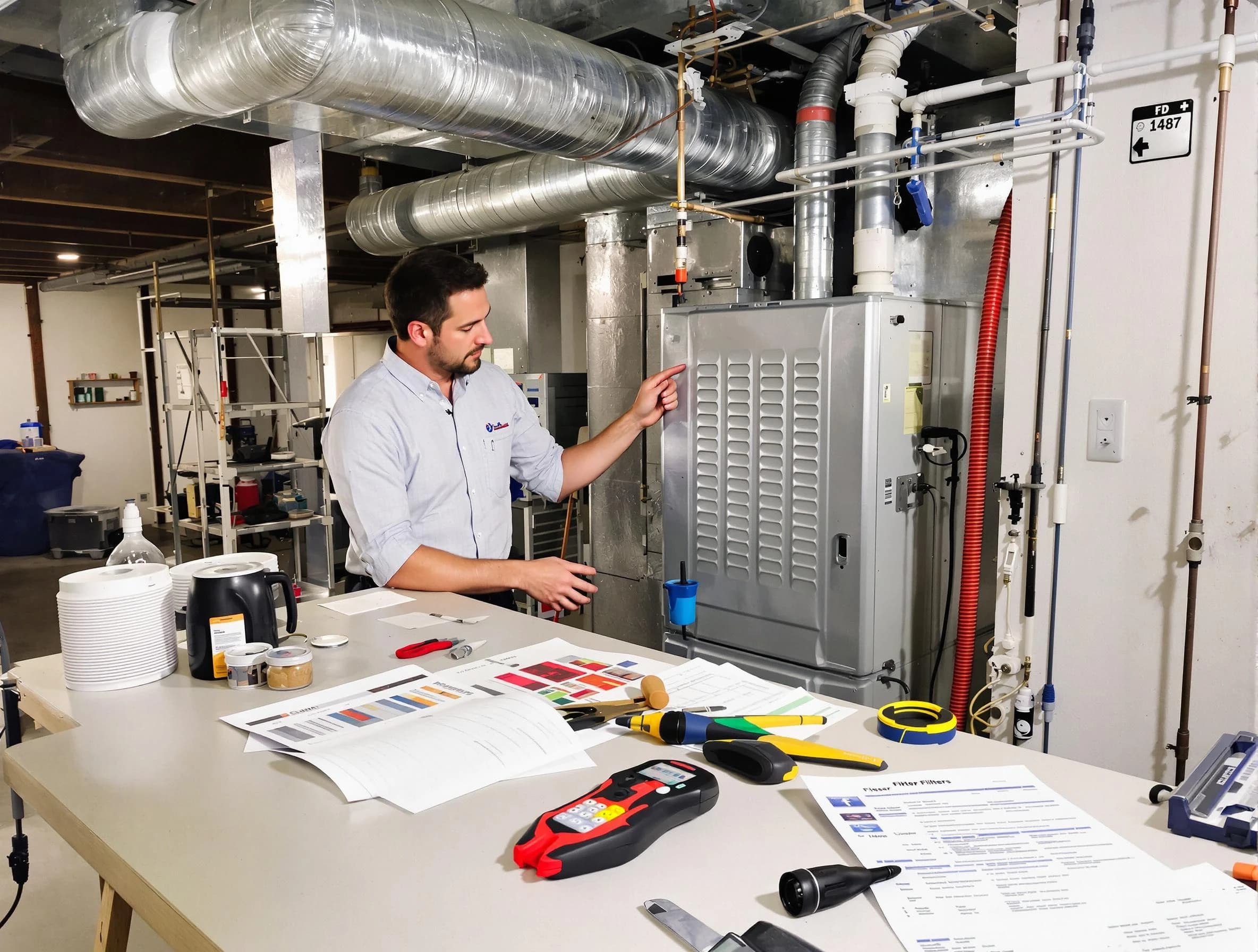 Taunton Air Duct Cleaning inspector conducting detailed filter system evaluation using professional diagnostic tools in Taunton