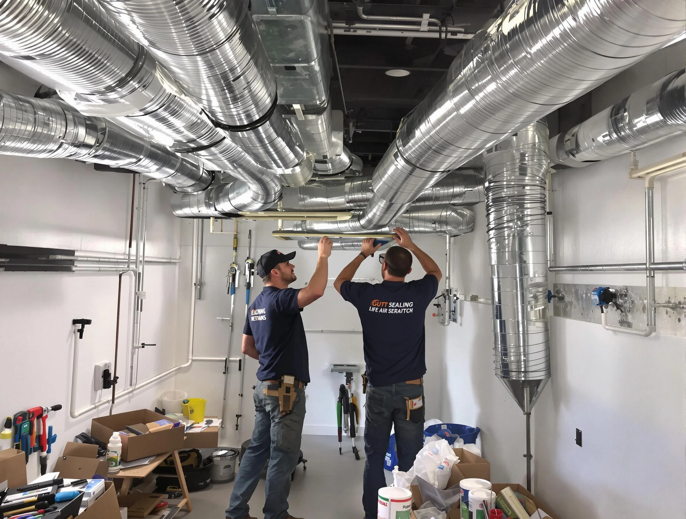Taunton Air Duct Cleaning technician applying professional duct sealing solutions in Taunton